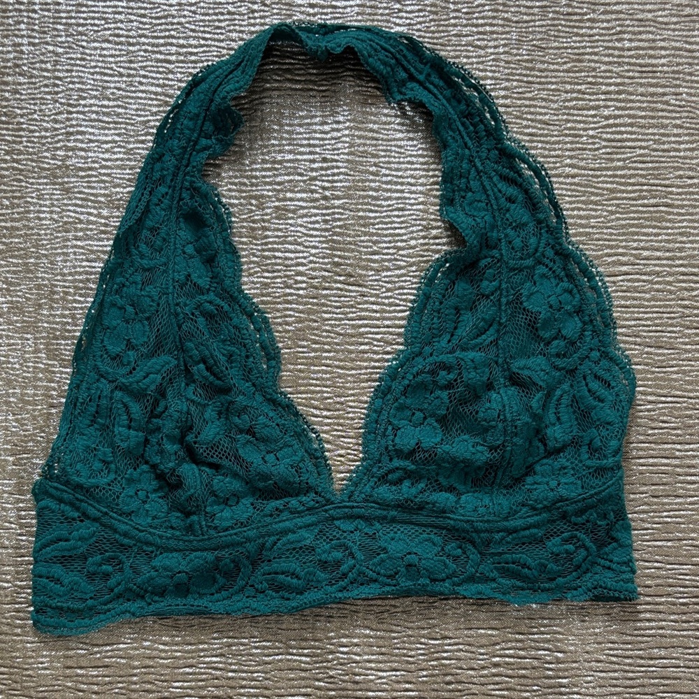 Lace Halter teal bralette